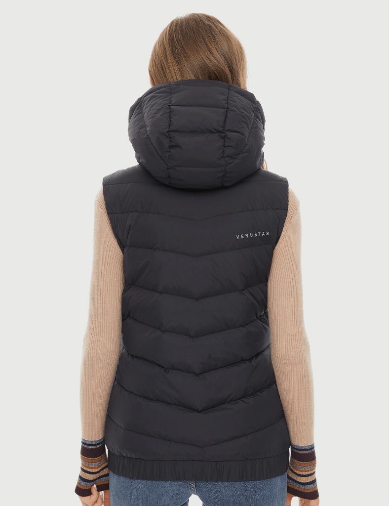 [Final Sale] Women's Heated Down Vest 7.4V With Detachable Hood [XS,S,M,L,XL,2XL,3XL]