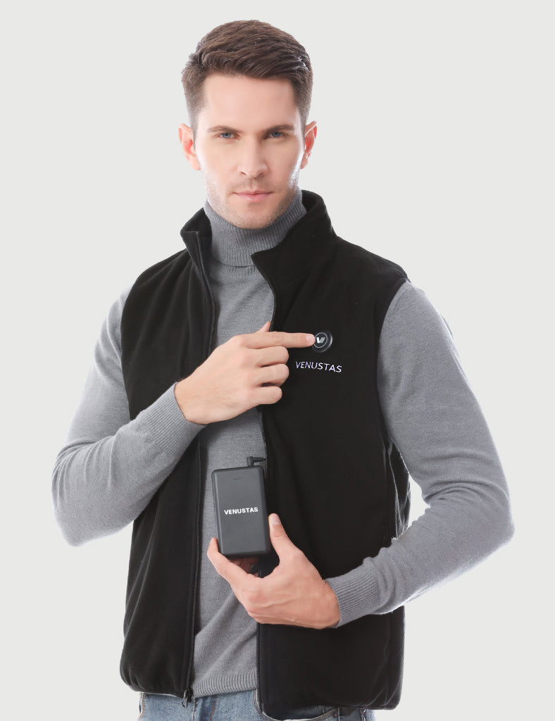 [Upgraded] Men’s Heated Fleece Vest (Up to 20 heating hours)