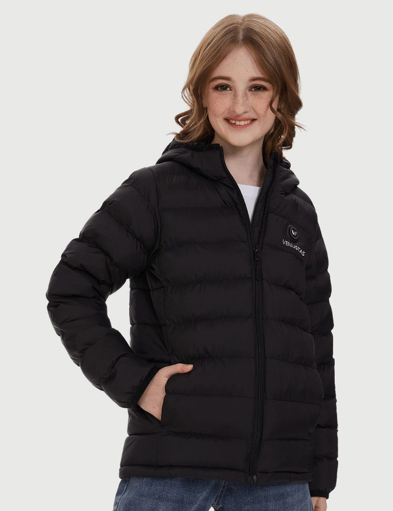 Girl’s Heated FELLEX  Hooded Jacket - Black