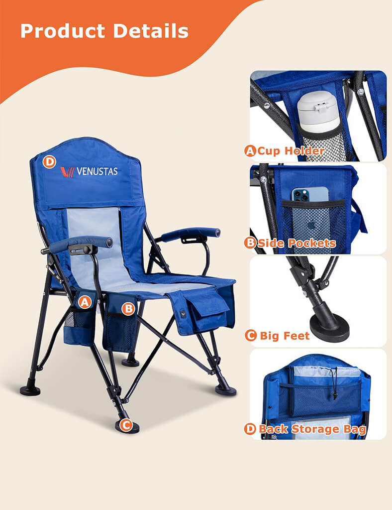 Venustas Heated Camping Chair - Blue
