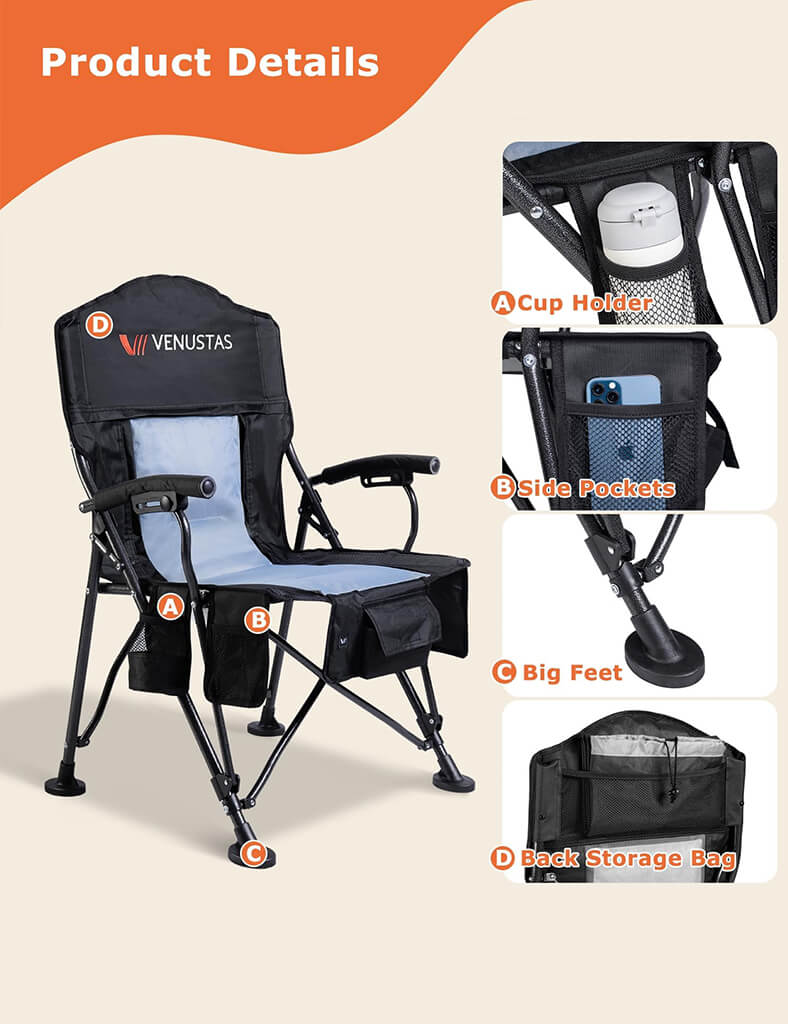 Venustas Heated Camping Chair - Black