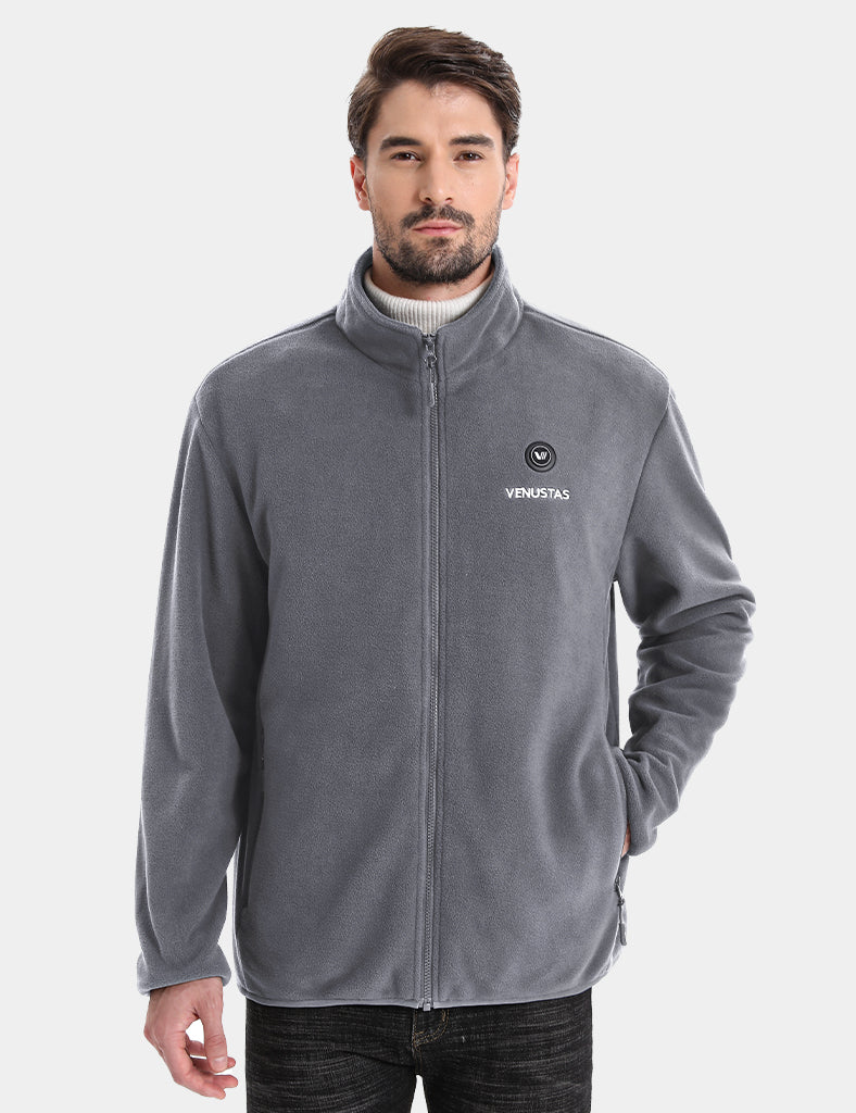 Zipper up Heated Fleece Jacket for Men - Grey