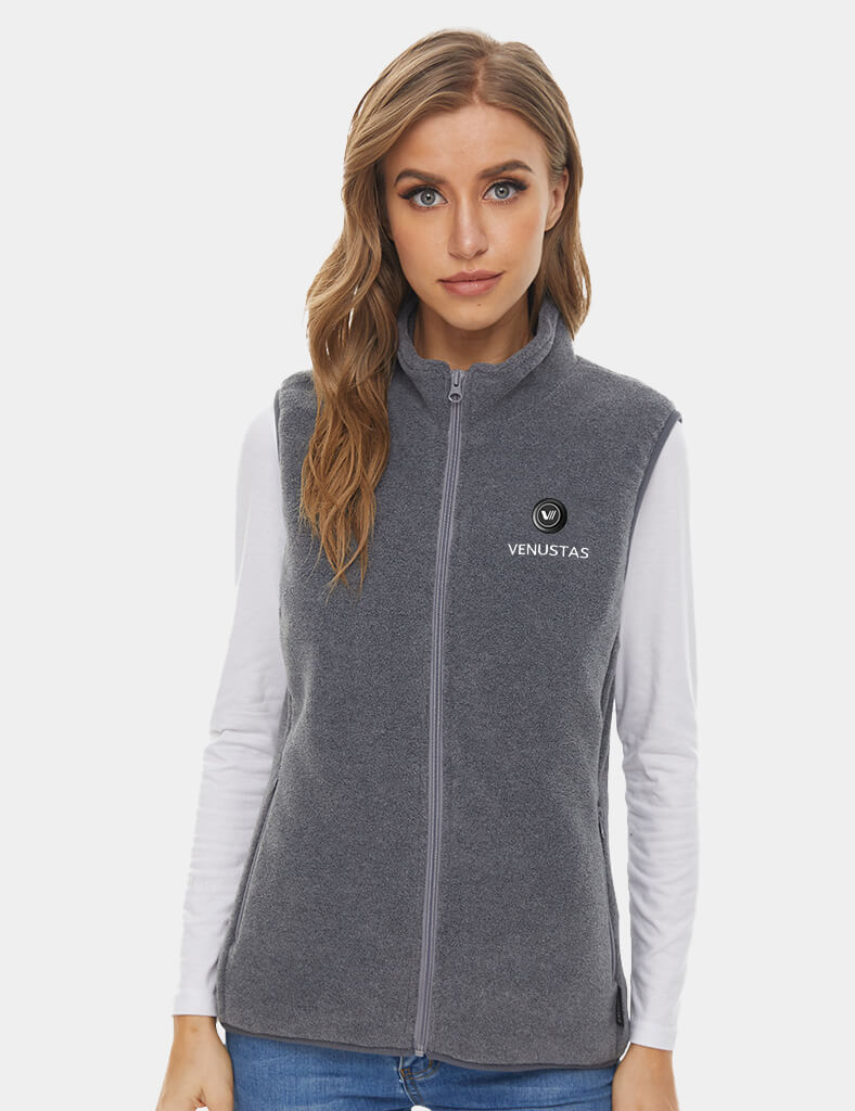 Women's Heated Fleece Vest - Grey