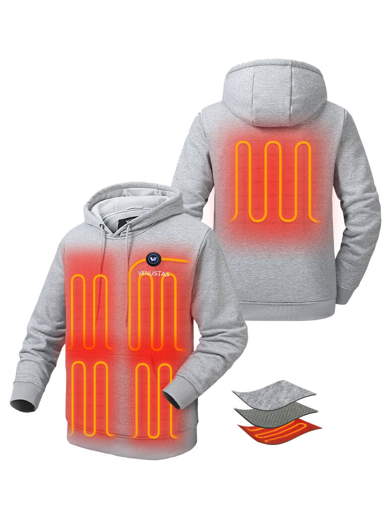 Pullover Heated Hoodie for Unisex with Heating Pockets 7.4V