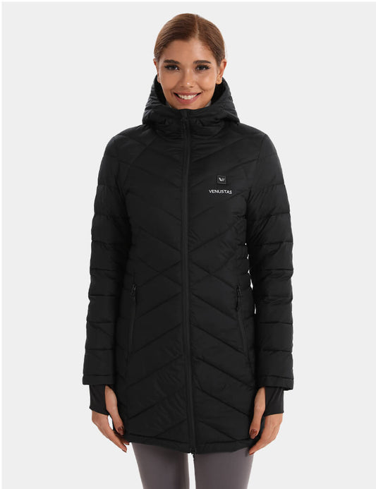 Heated Long Down Jacket 7.4V For Women - Black