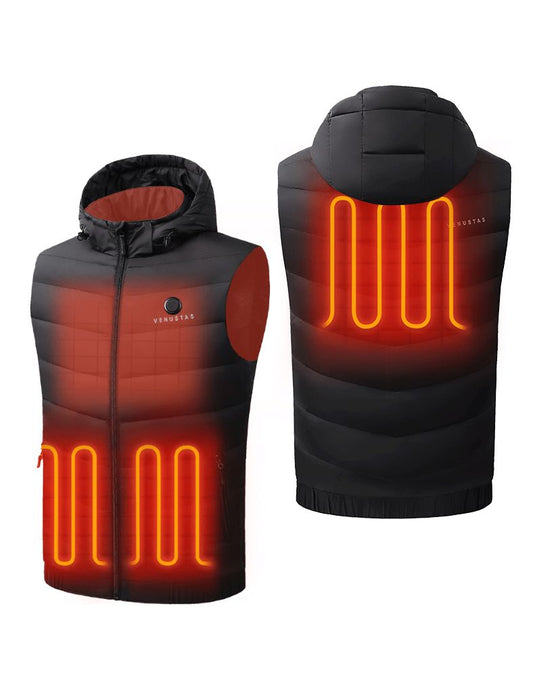 [Final Sale] Men’s Heated Down Vest 7.4V With Detachable Hood [S,M,L,2XL,3XL]