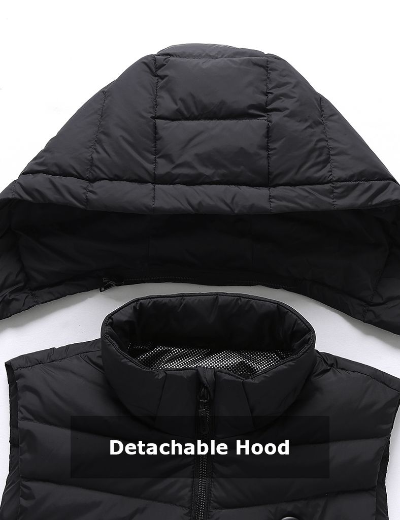 Men’s Heated Down Vest 7.4V With Detachable Hood, M2119 [S,M]