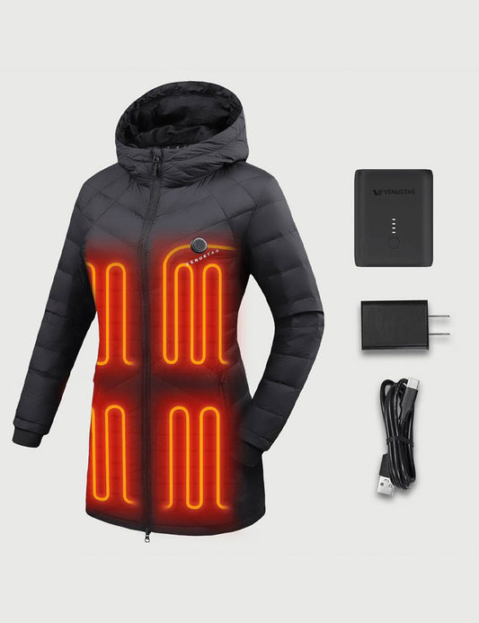 [Bundle Deal] Heated Long Down Jacket 7.4V For Women & EXTRA 7.4V Battery Pack