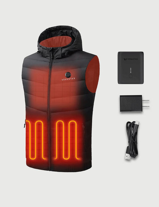 [Bundle Deal] Men’s Heated Down Vest 7.4V With Detachable Hood  & EXTRA 7.4V Battery Pack