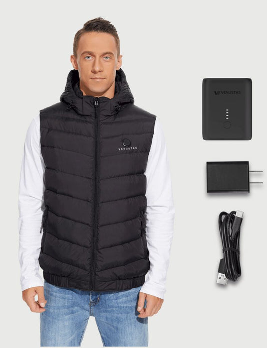 [Bundle Deal] Men’s Heated Down Vest 7.4V With Detachable Hood  & EXTRA 7.4V Battery Pack