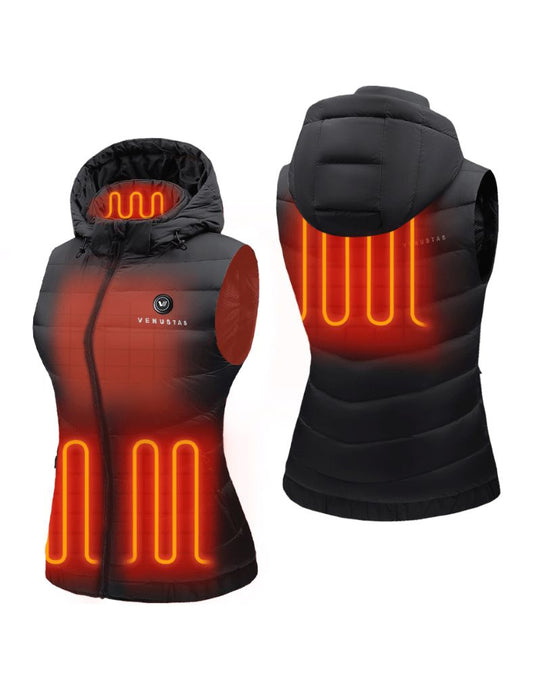 Women's Heated Down Vest 7.4V With Detachable Hood, W2119 [XS,S,M,2XL,3XL]