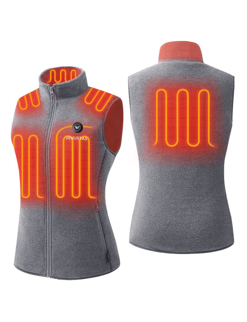 Women's Heated Fleece Vest - Grey