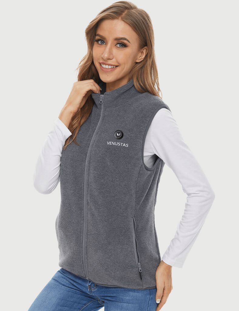 Women's Heated Fleece Vest - Grey