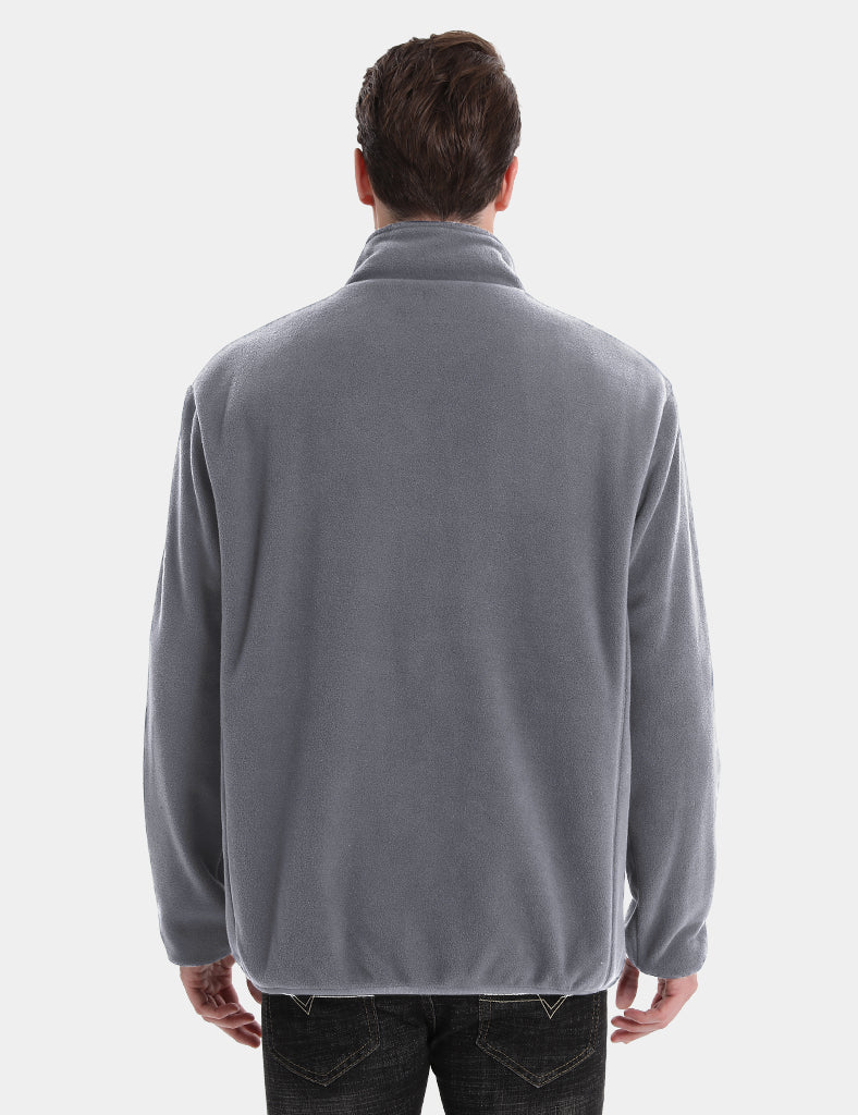 Zipper up Heated Fleece Jacket for Men - Grey