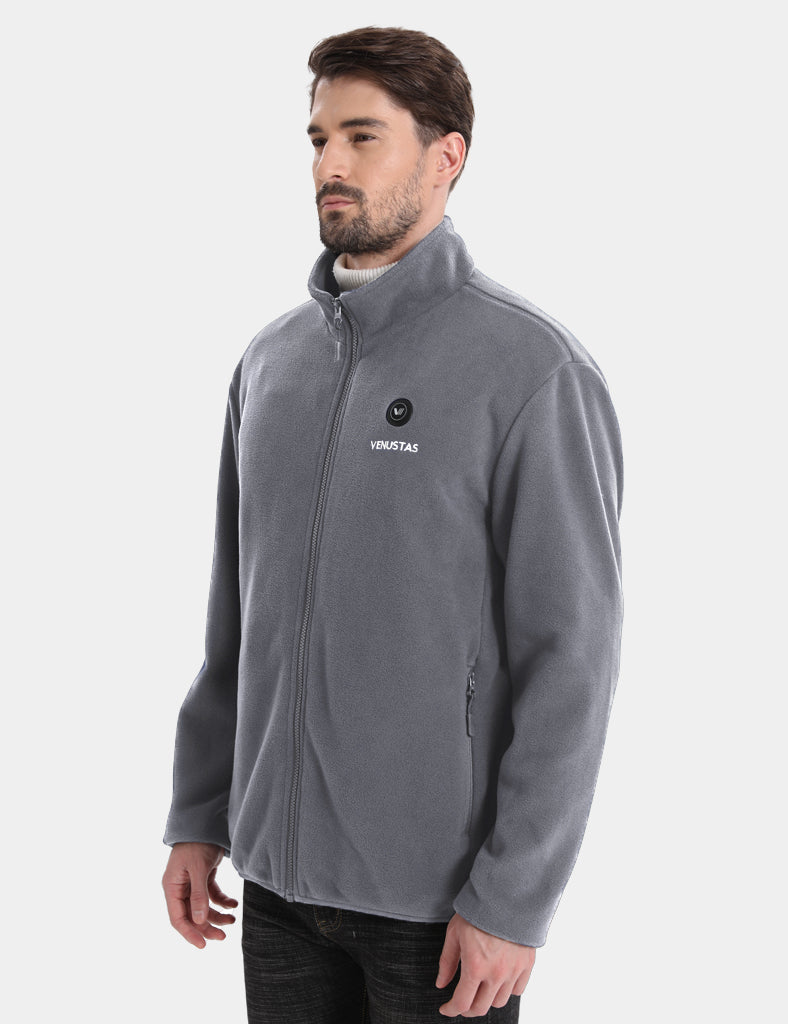 Zipper up Heated Fleece Jacket for Men - Grey