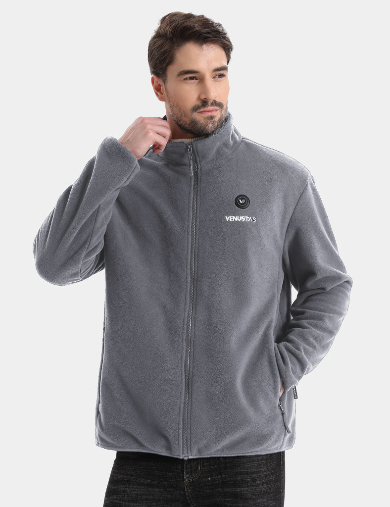 Zipper up Heated Fleece Jacket for Men - Grey